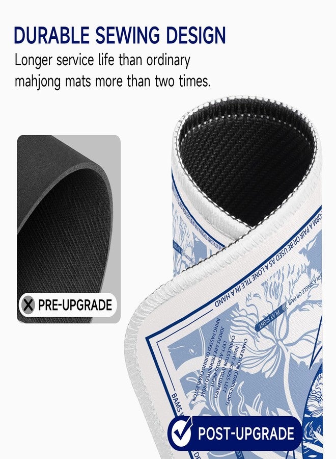 Deyimmei Neoprene Mahjong Mat for Table 31.5"x31.5" - Non-Slip, Noise Reduction Cover with Storage Pockets, American Rules & Crease-Free Rolled Shipping (Ceramic Blooms) - Image 2